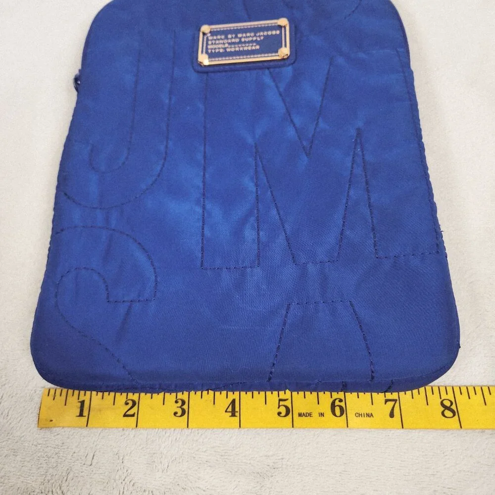 Marc By Marc Jacobs Case Bag Blue Fits 9 inch Tablet Metal Logo Zipper Padded
